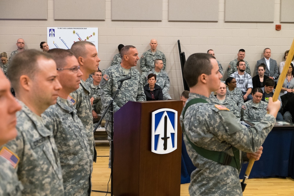 Welcoming a new brigade commander to the 76th Infantry Brigade Combat Team