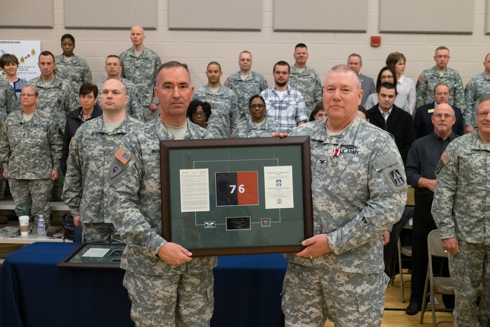 Welcoming a new brigade commander to the 76th Infantry Brigade Combat Team