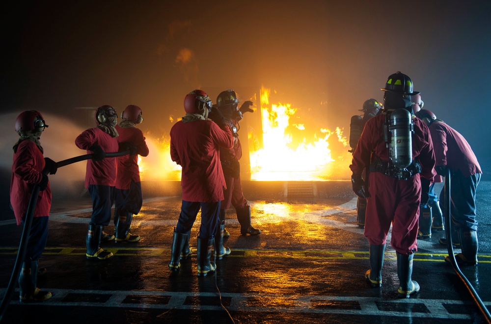 Flight deck firefighting training evolution at Joint Base Pearl Harbor-Hickam