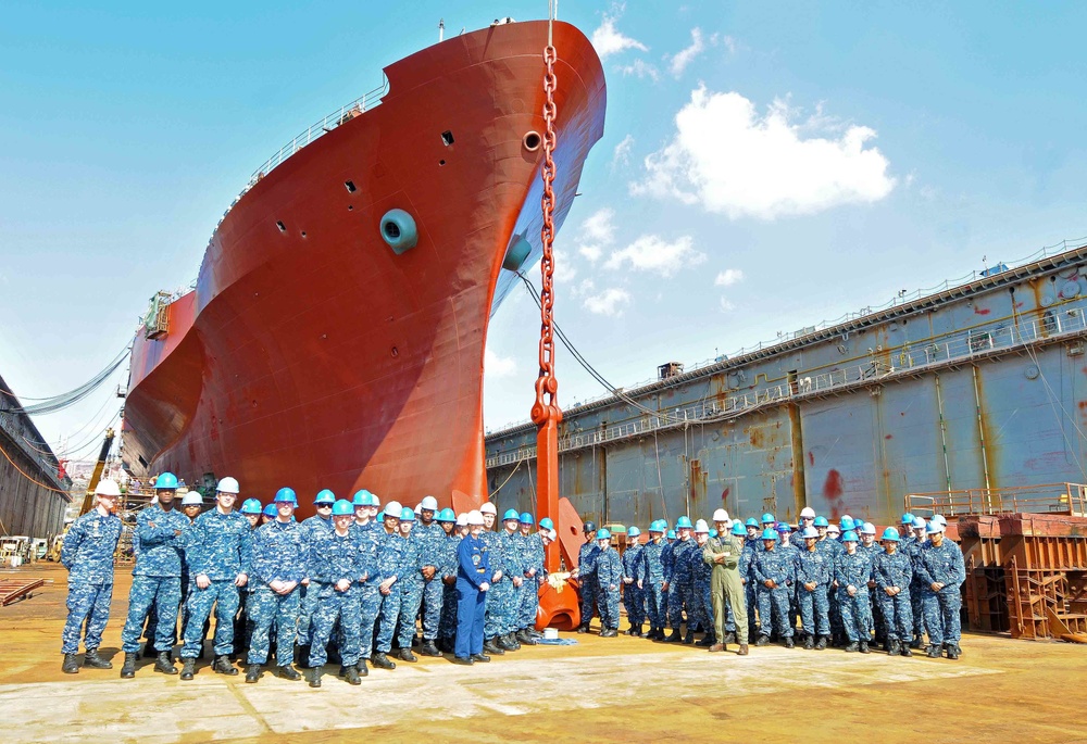 USS Mount Whitney golden anchor ceremony