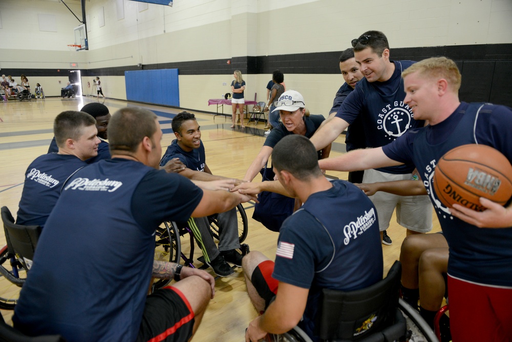 Coast Guardsmen play basketball from new perspective