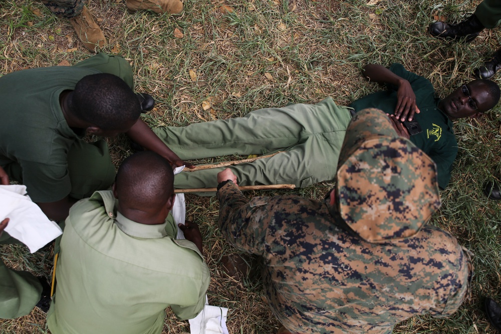 Save a Life: U.S. Marines, Tanzanian Park Rangers practice life-saving techniques