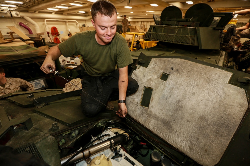 State of Readiness: Vehicle maintenance aboard USS Anchorage