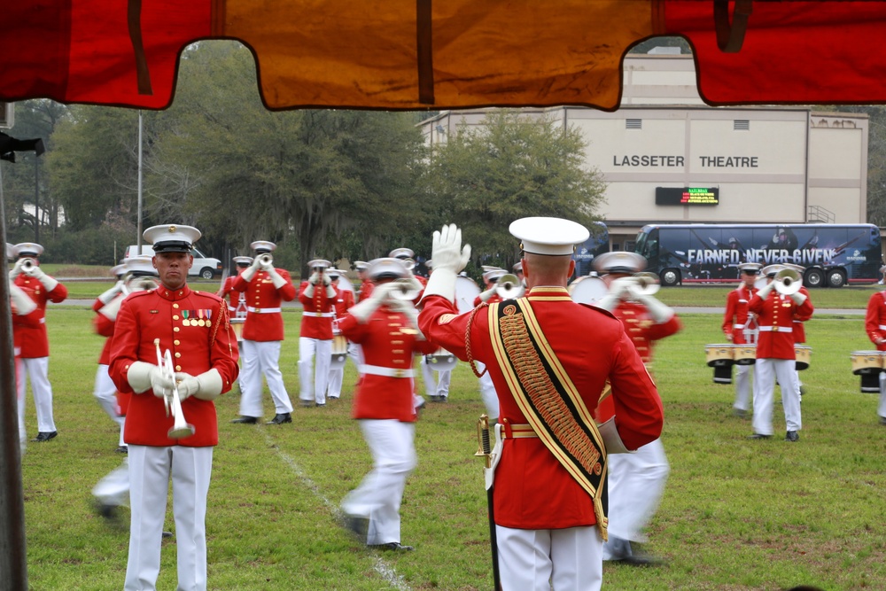 Drum and Bugle Corps and Silent Drill Platoon perform at Marine Corps Air Station Beaufort