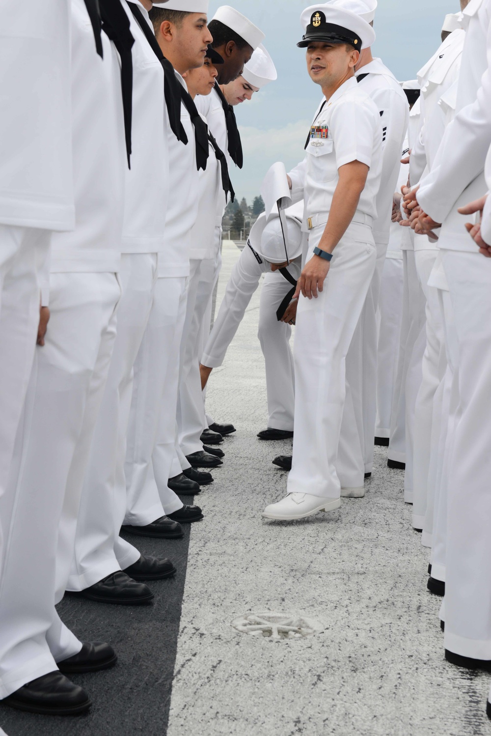 USS John C. Stennis dress white inspection