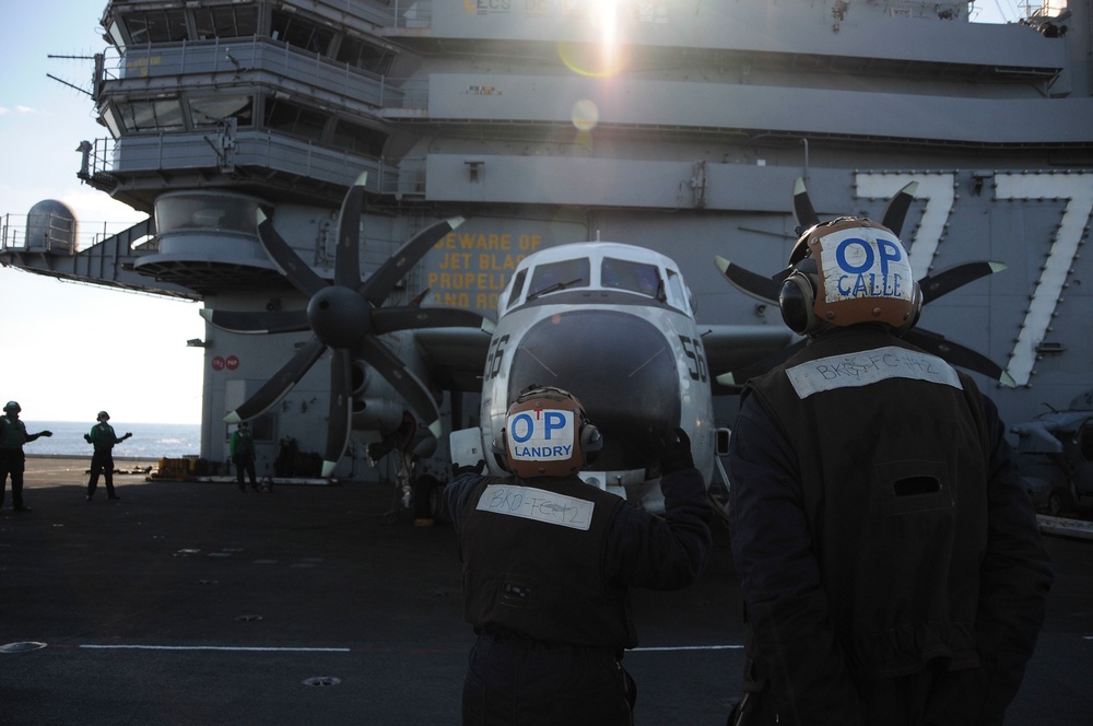 USS George H.W. Bush conducts training exercises in the Atlantic Ocean