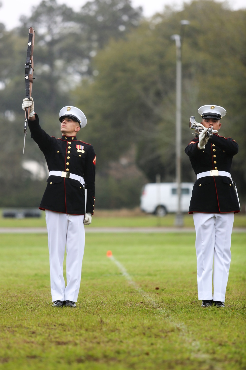 Marine Corps Battle Color Detachment performs at Marine Corps Air Station Beaufort