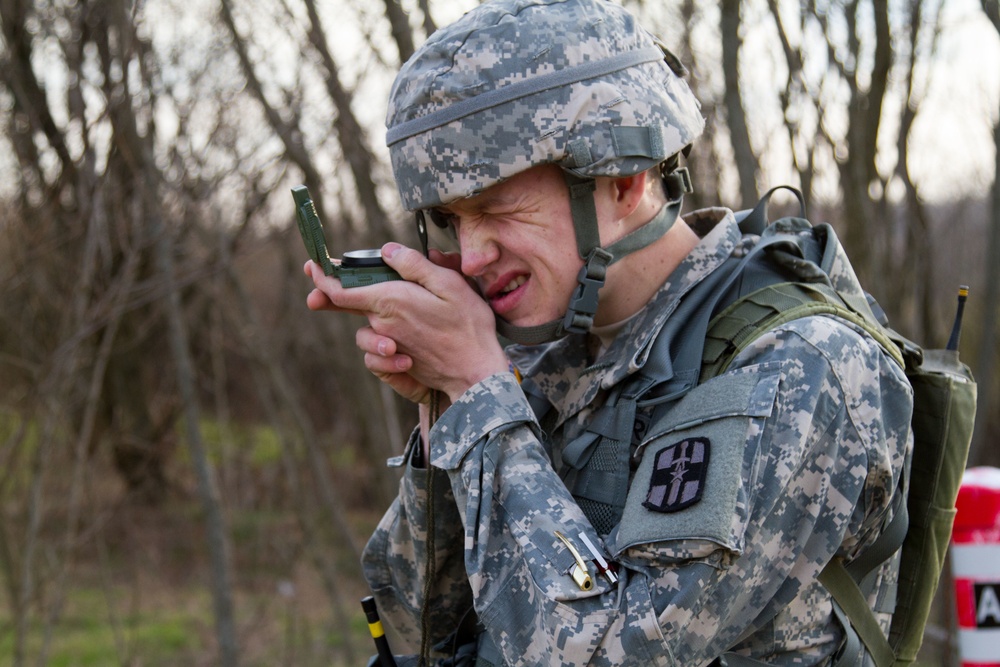 Using a compass: 807th Medical Command 2015 Best Warrior Competition