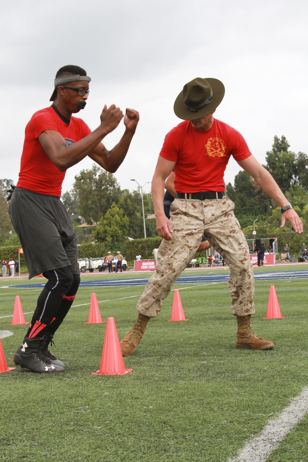 High School athletes participate in Semper Fidelis All-American Football Camps