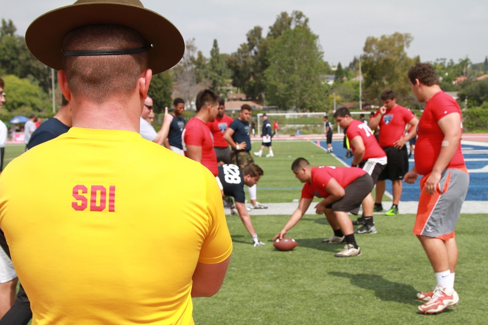 High School athletes participate in Semper Fidelis All-American Football Camps