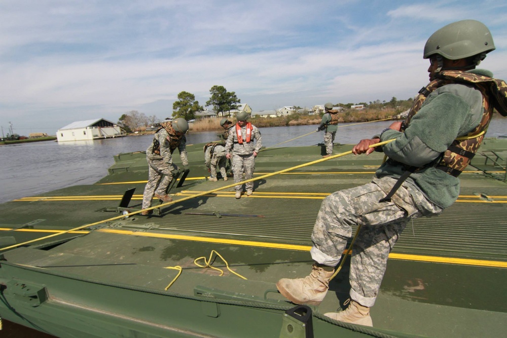 Engineers bridging on the bayou