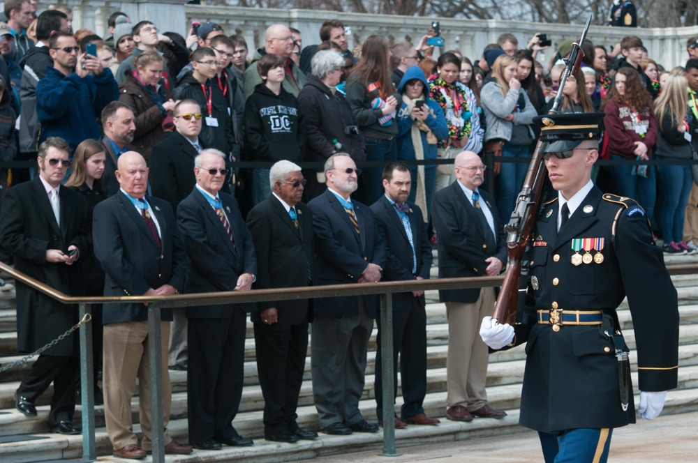 Congressional Medal of Honor Society members pay respects at the Tomb of the Unknown Soldier