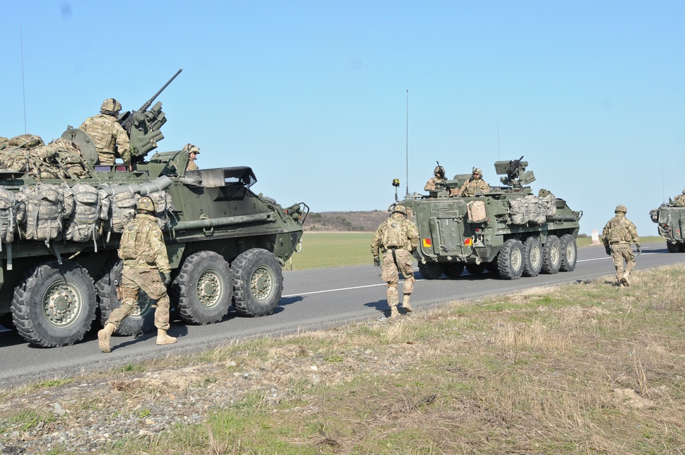 2nd Sqdn, 2nd CR conducts a tactical road march during Operation Atlantic Resolve