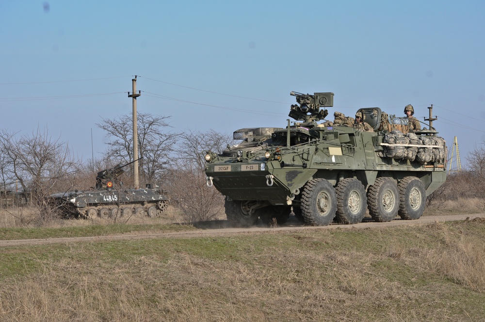 2nd Squadron, 2nd CR conducts a tactical road march during Operation Atlantic Resolve