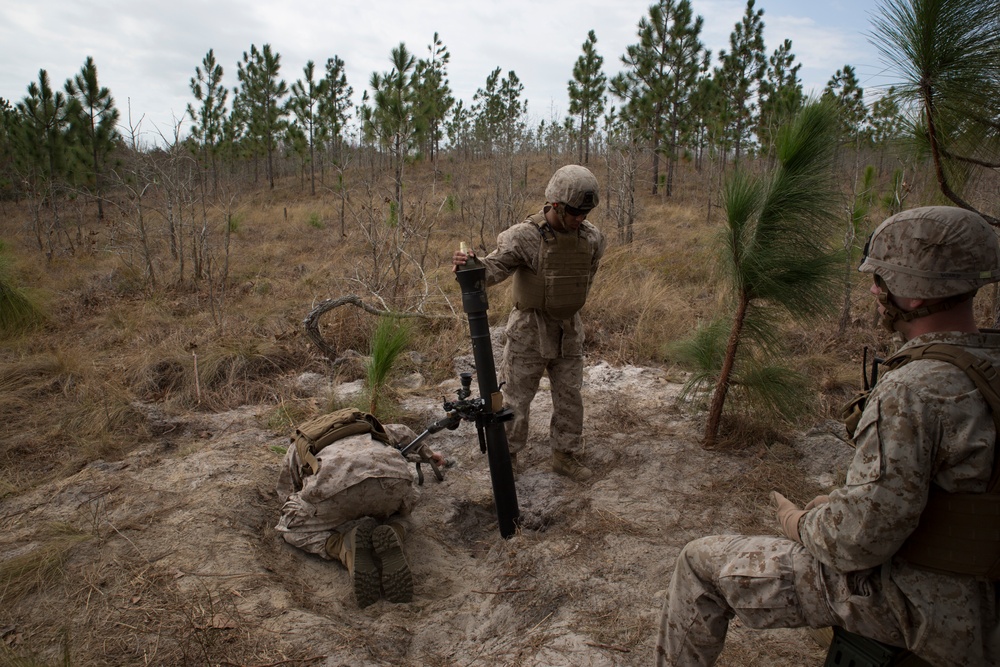 Marines provide mortar support during live-fire exercise