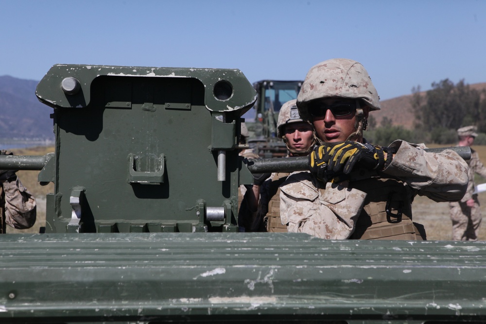 Marines show off versatility at Lake Elsinore during a bridge exercise