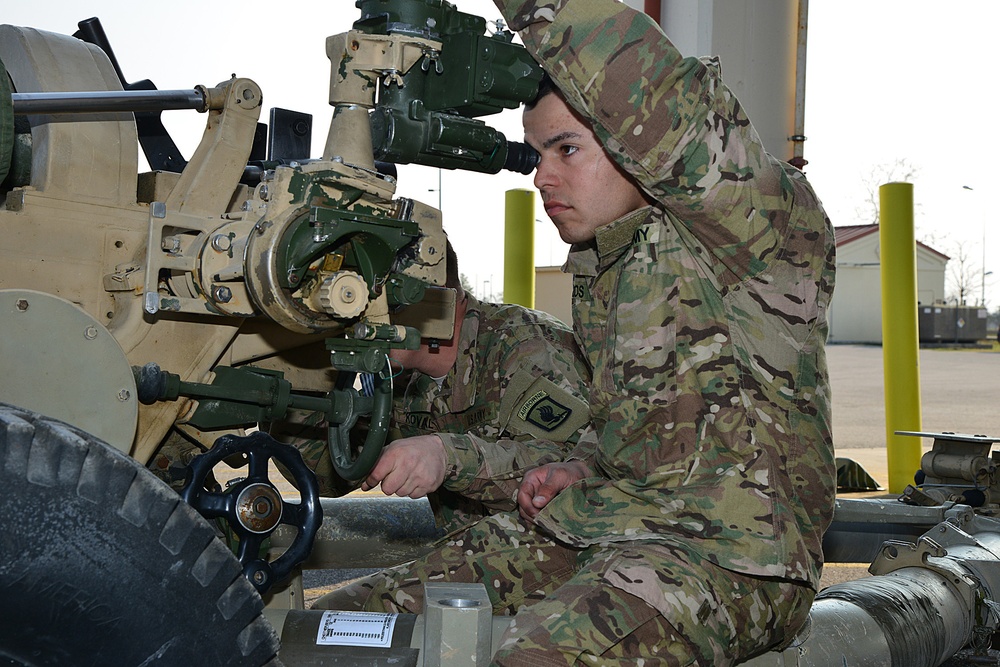 Fire control alignment test 105mm, Aviano, Italy, Mar. 19 2015.