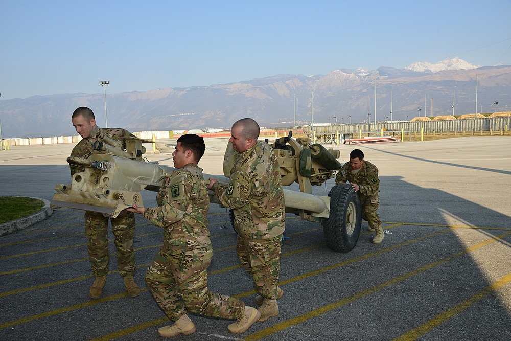 Fire control alignment test 105mm, Aviano, Italy, Mar. 19 2015.
