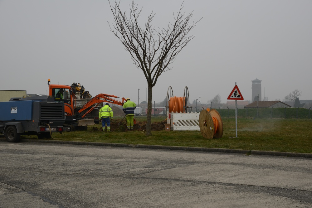 Fiber optic conduit installation Chievres Air Base