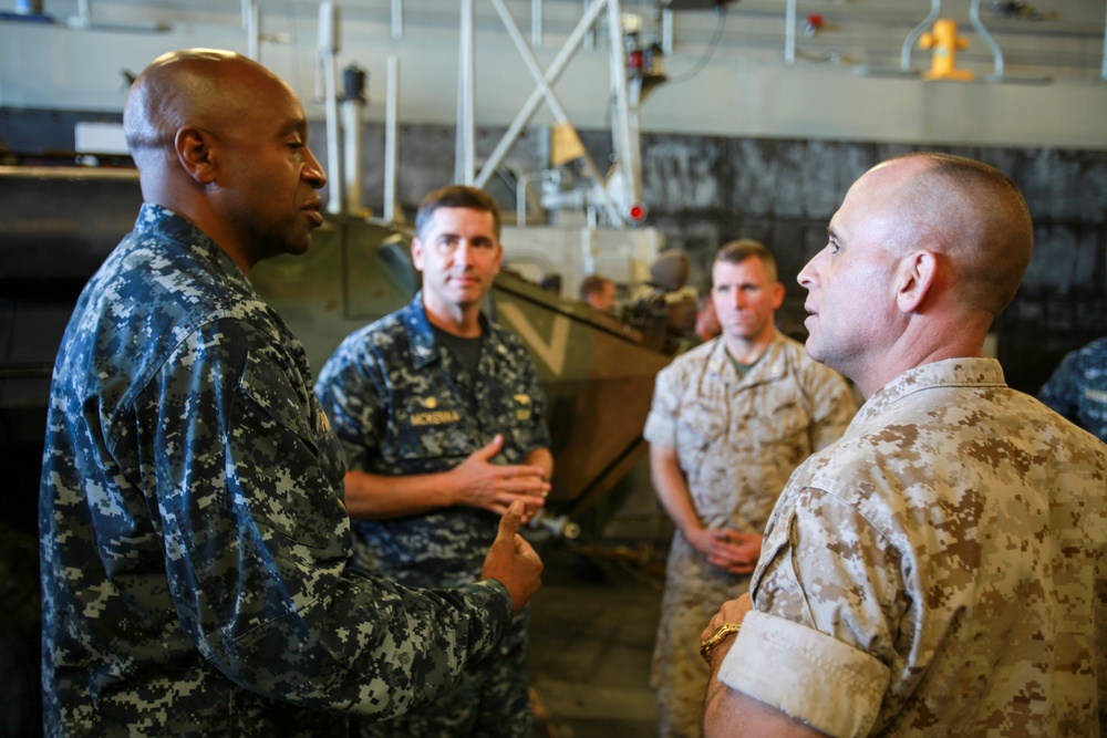 General Malavet, Rear Admiral Ponds visit USS Anchorage