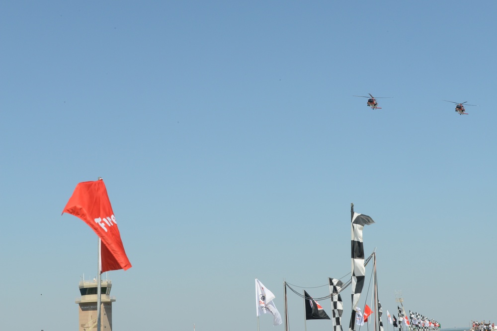 Coast Guard conducts flyover at Grand Prix in St. Petersburg, Fla.