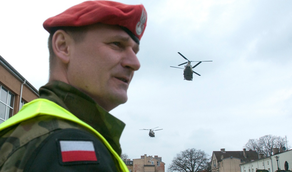 Killer Troop interacts with Polish citizens during static display
