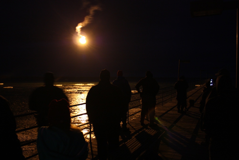 Joint-agency flare training off Harbor Beach, Mich.