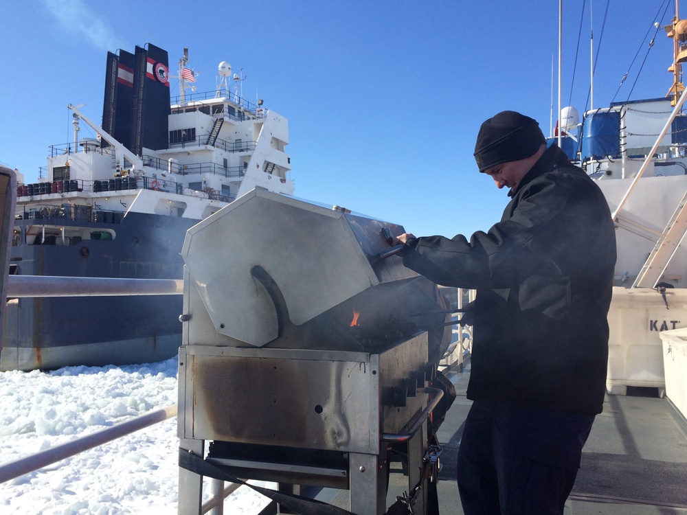USCGC Katmai Bay barbecues while ice breaking