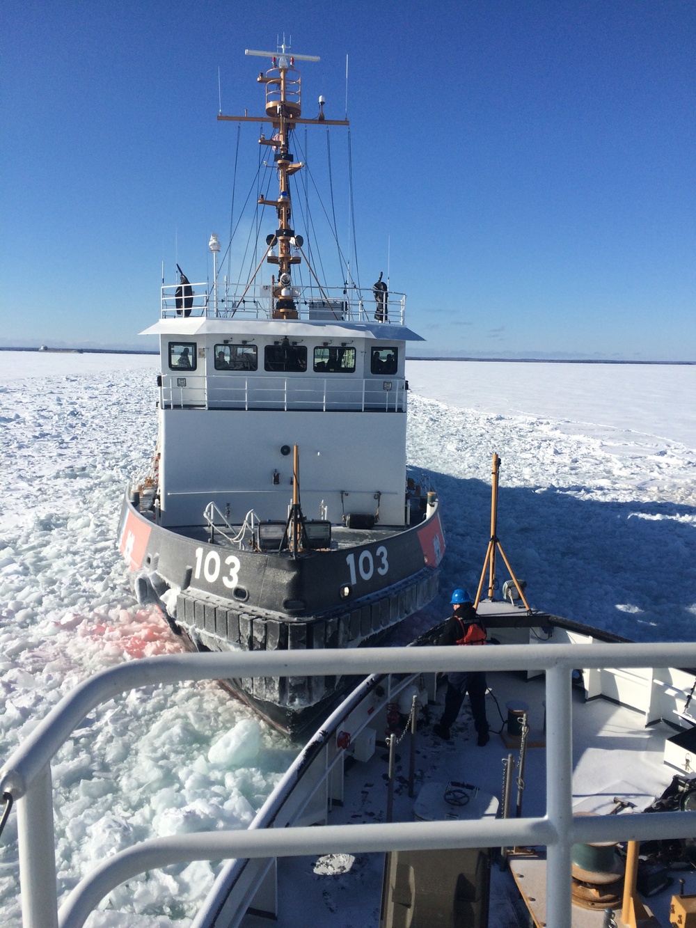 USCG Cutters Mobile Bay and Katmai Bay share supplies