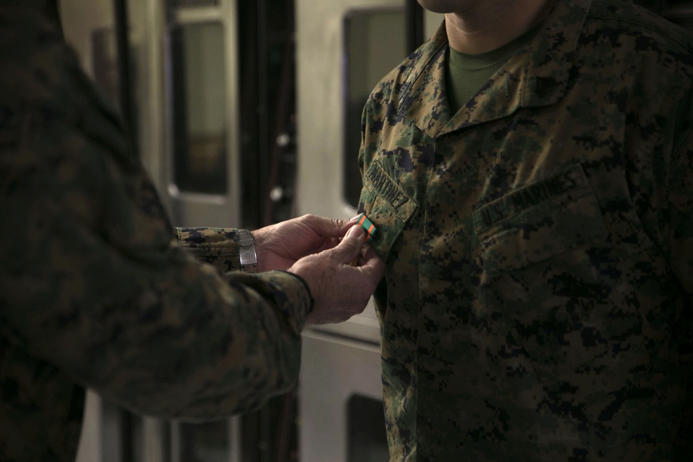 Marine receives Navy Achievement Medal in Korea