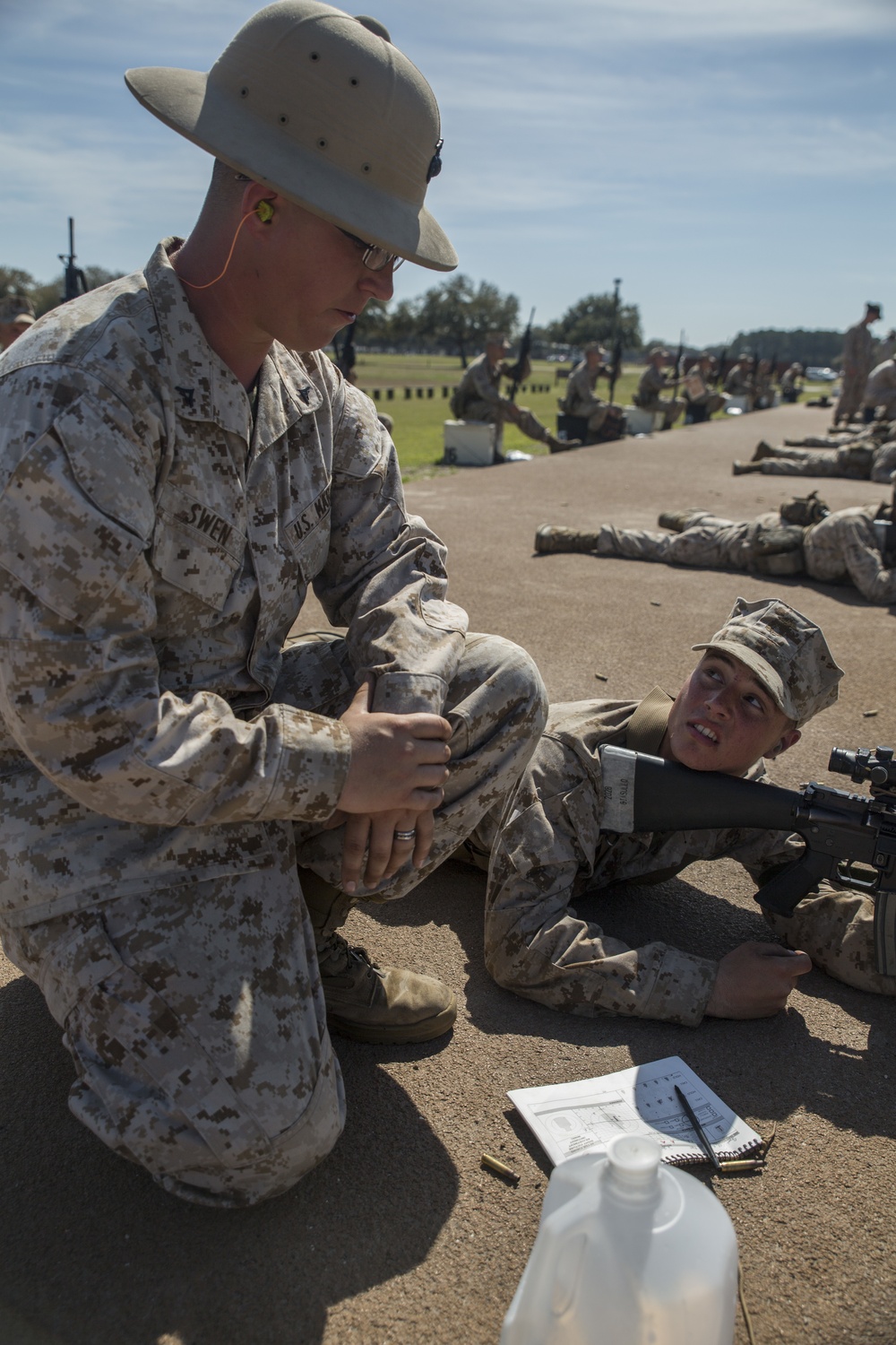 Marine recruits shoot for expert status on Parris Island rifle range