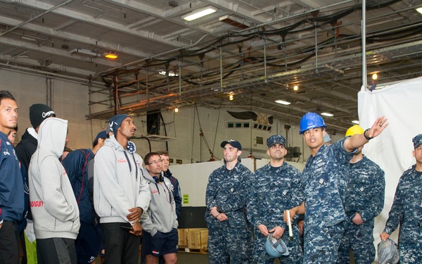 Rugby team visits USS George Washington