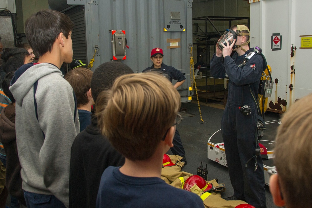 STEM students tour USS George Washington