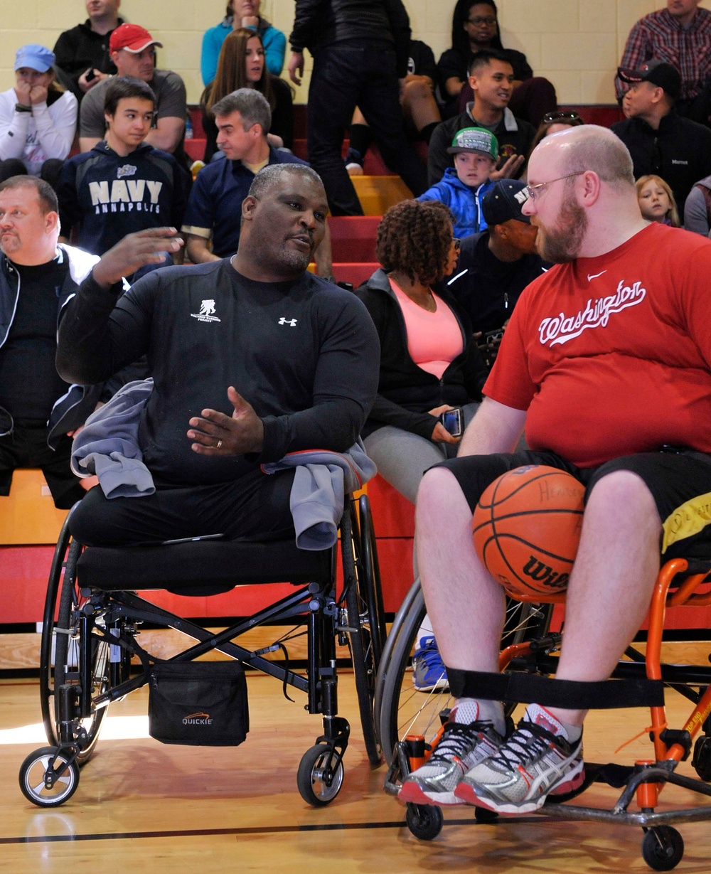 Wheelchairs collide at exhibition basketball game held at Smith Gym