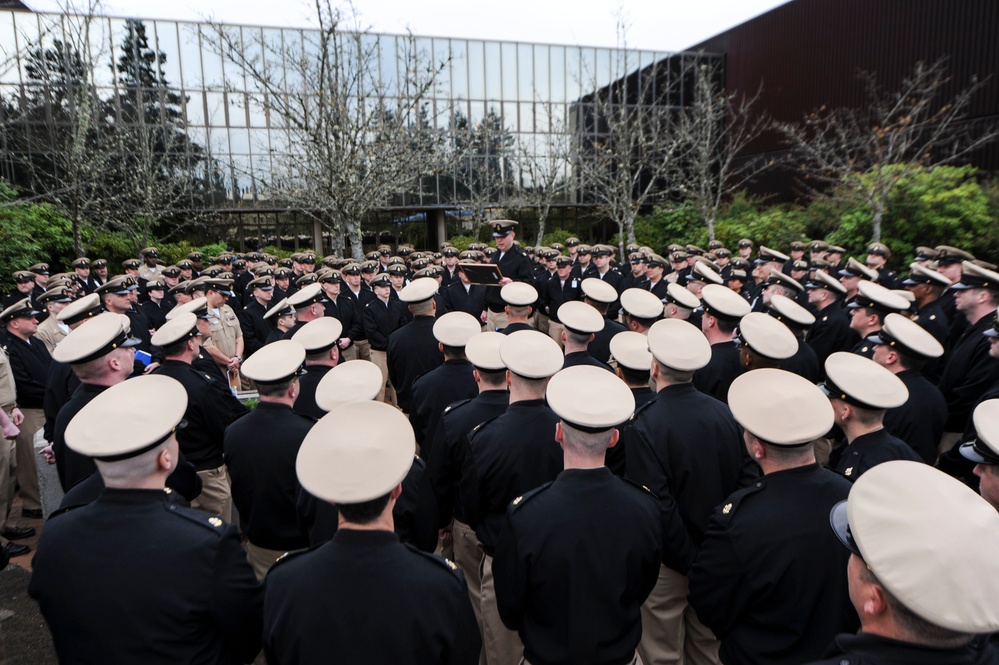 Northwest Chief's Mess observes colors for Navy's 122nd Chief's Birthday