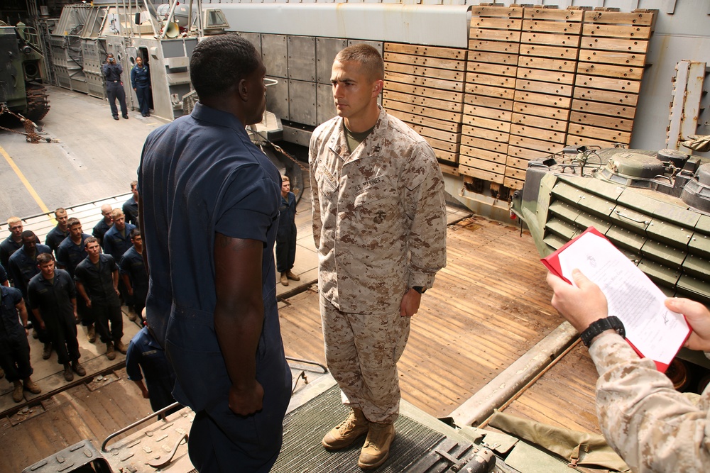 Promotion ceremony aboard the USS Fort McHenry