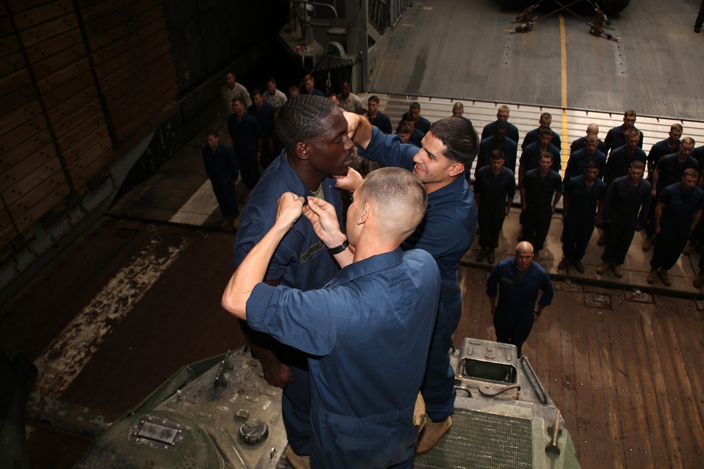 Promotion ceremony aboard the USS Fort McHenry