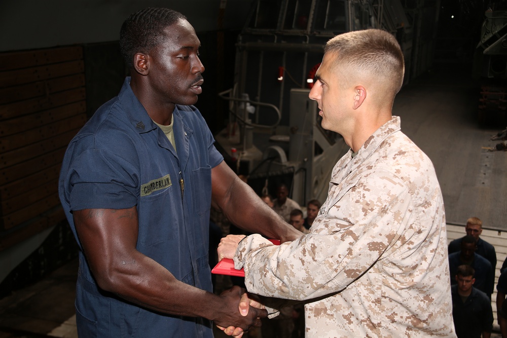 Promotion ceremony aboard the USS Fort McHenry