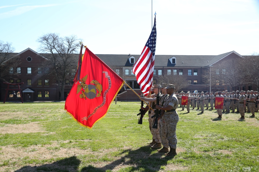 Color Guard Marines present colors during the Relief and Appointment ceremony