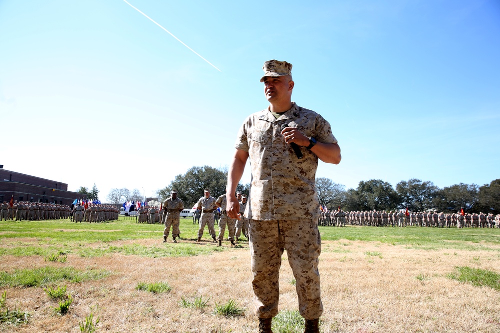 Sergeant Major addresses his Marines