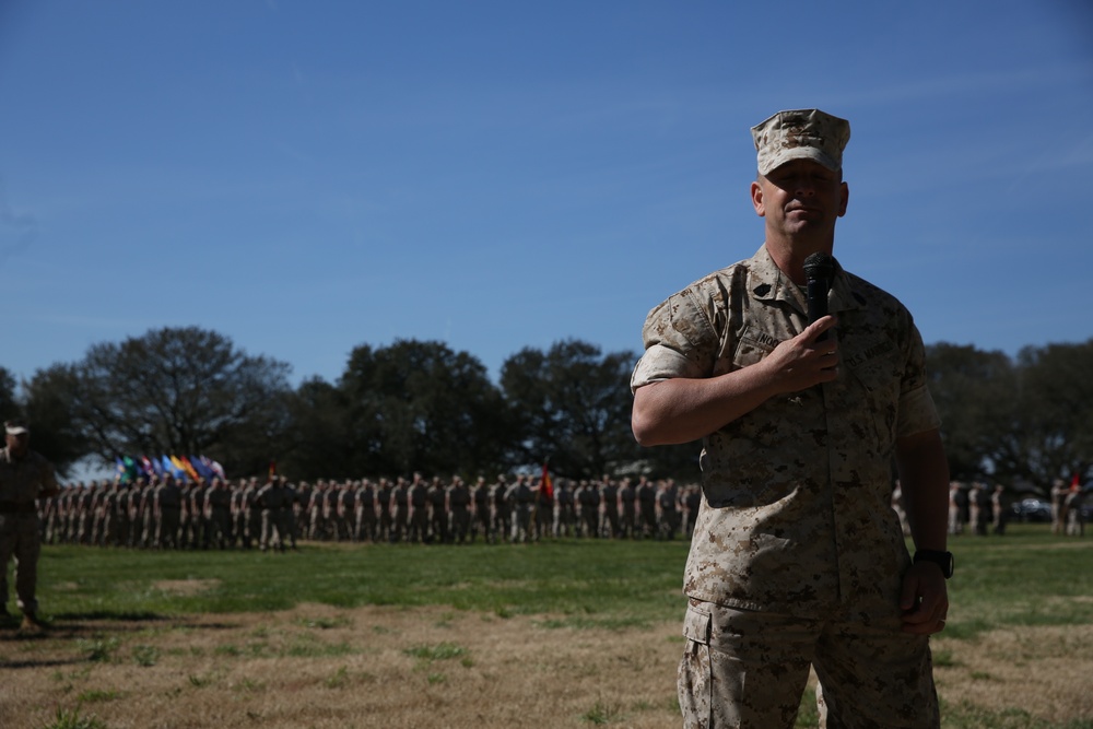 New Sgt. Maj. of MCSFR addresses his Marines