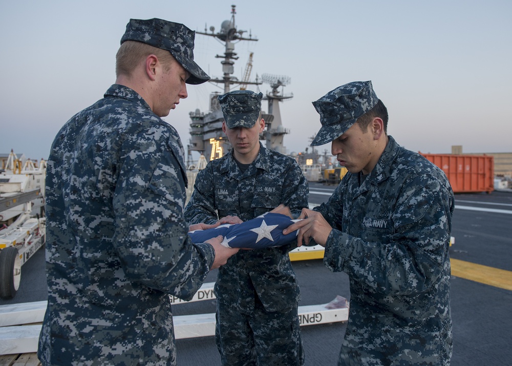USS Harry S. Truman evening colors
