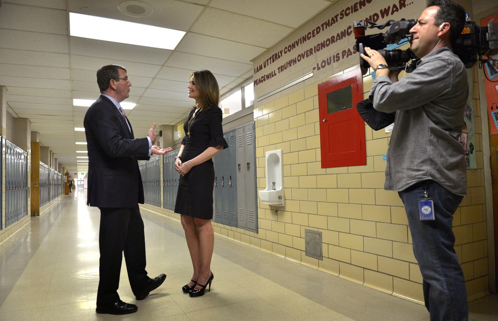 Secretary of defense visits Abington Senior High School