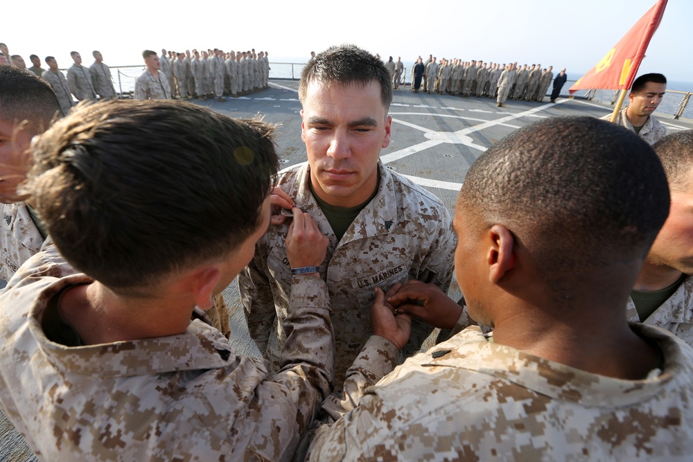 24th MEU Marines pinned during promotion ceremony