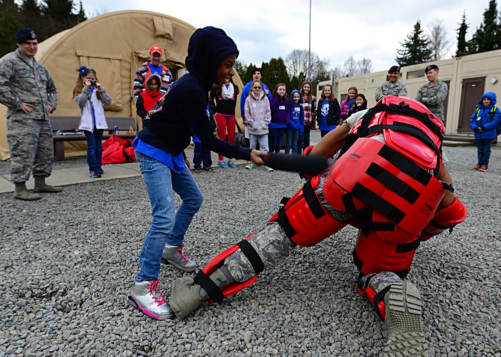 Ramstein youth walk in Airmen boots