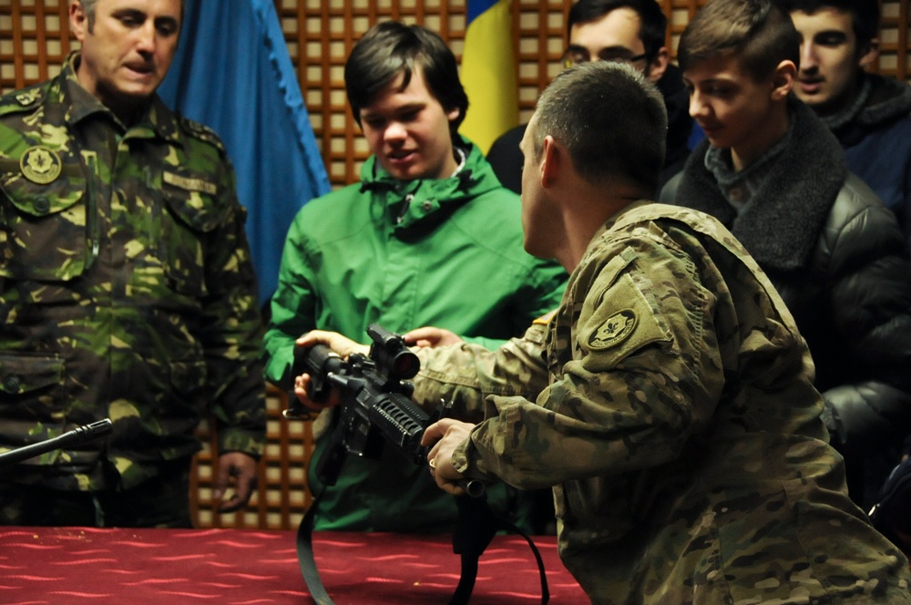 Operation Atlantic Resolve-South, local Romanian students visit with 2/2