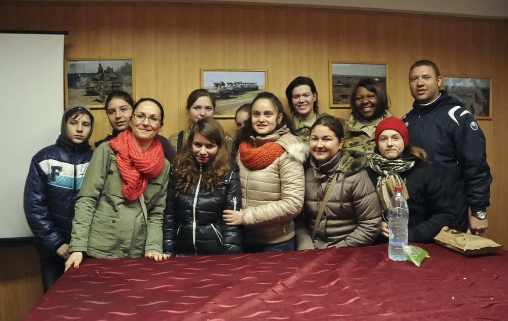 Operation Atlantic Resolve-South, local Romanian students visit with 2/2