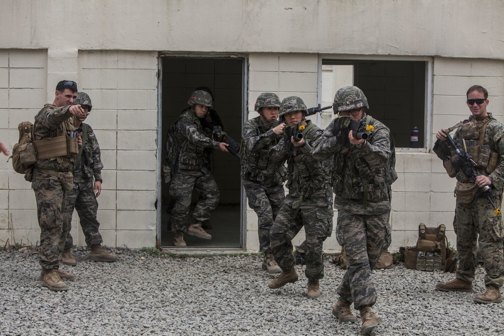 US Marines and ROK Marines conduct Close Quarters Battle Training