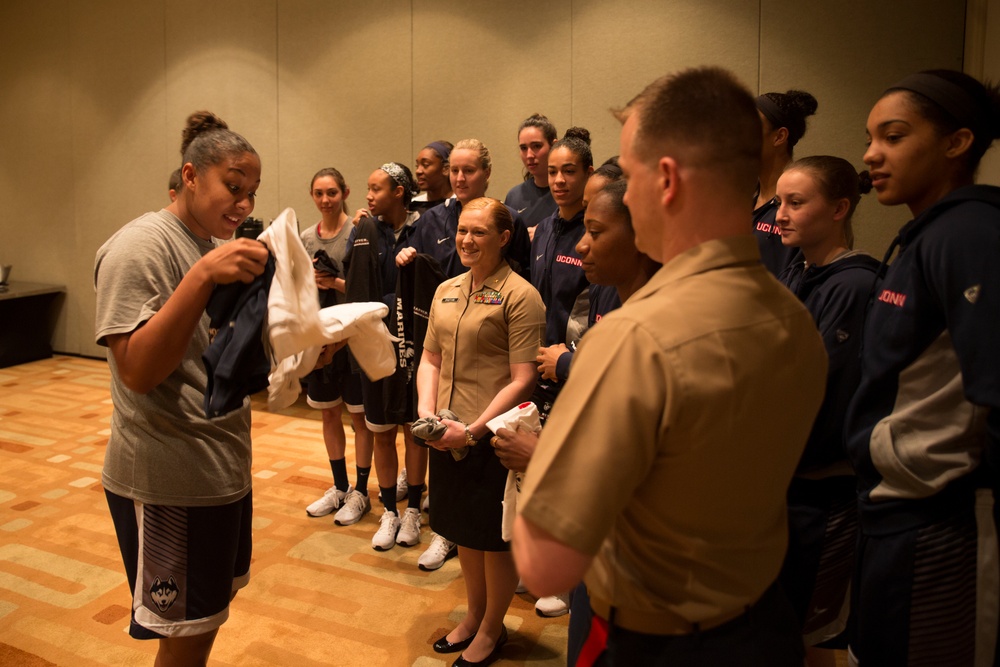 Marines Visit UConn Team Breakfast