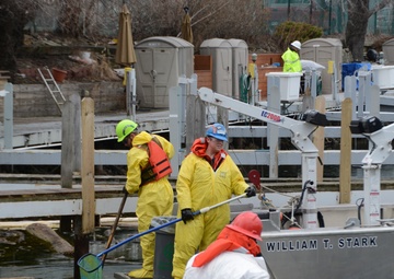 Crews making progress in cleaning spill near Forest City Yacht Club